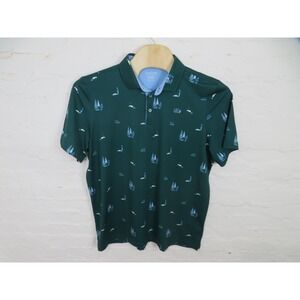 Good Good Golf Polo Shirt Mens 2XL Green Golfer Print Performance Stretch